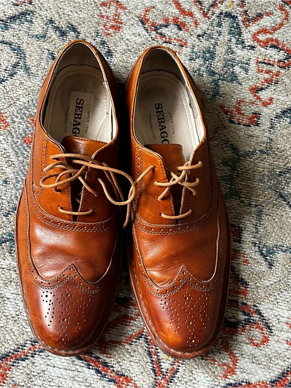 Men's Classic Leather Wingtip Oxfords in Brown 10.5